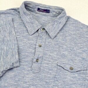 Johnnie-O Polo Shirt Mens XL Blue Heathered Slub Cotton Short Sleeve Pocket